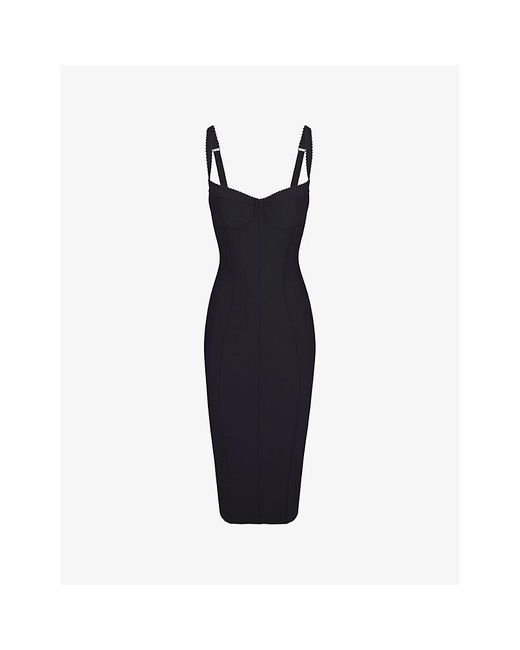 Skims Blue Dolce & Gabbana X Picot-Trim Slim-Fit Stretch-Woven Midi Dress