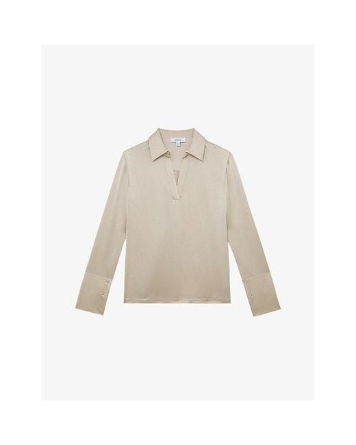 Reiss Natural Marina Open-Collar Silk Blouse