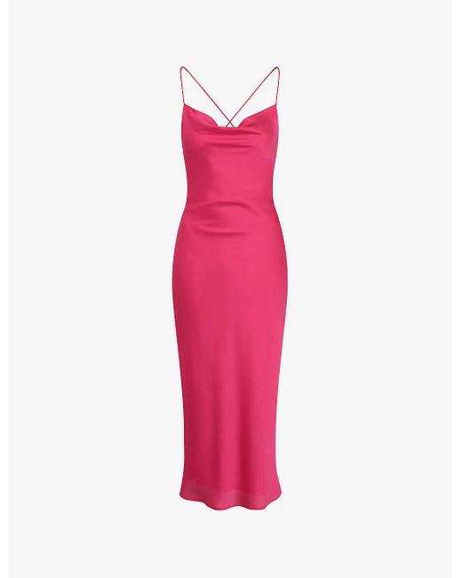 OMNES Pink Riviera Recycled-polyester Midi Dress