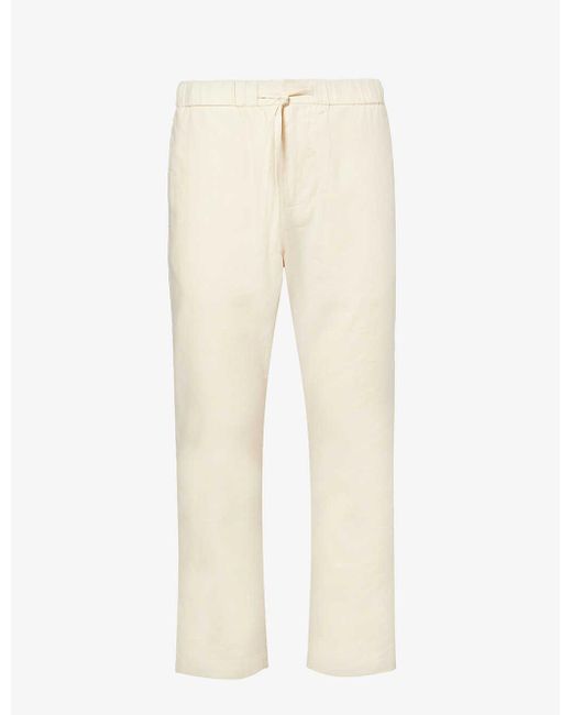 Frescobol Carioca White Oscar Straight-leg Linen And Cotton-blend Trousers for men