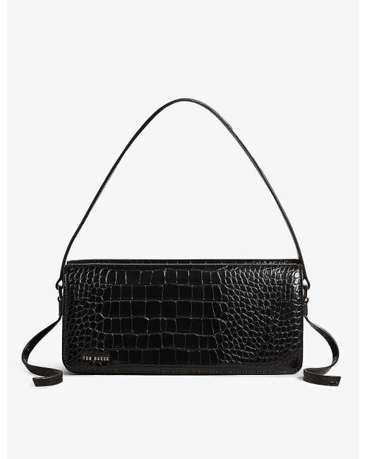 Ted Baker Elica Crocembossed Fauxleather Shoulder Bag in Black Lyst