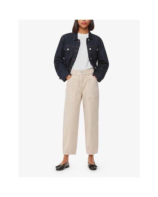 Whistles Natural Tessa Regular-Fit High-Rise Stretch-Cotton Trousers
