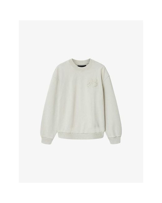 AllSaints White Insignia Logo-Embroidered Cotton Sweatshirt for men