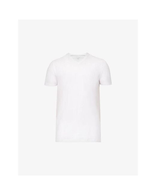 Falke White Pack Of Two Daily Comfort V-Neck Stretch-Cotton T-Shirts for men
