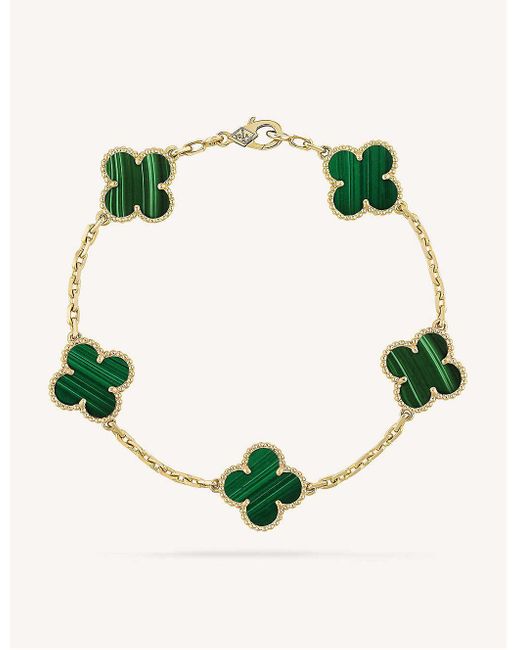 Van Cleef & Arpels Green Vintage Alhambra Gold And Malachite Bracelet