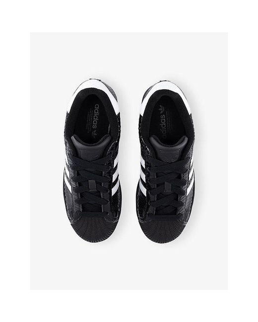 Adidas Black Superstar Ii Patent-Leather Trainers