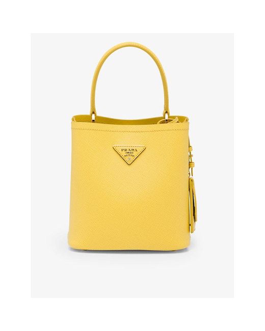 Prada Yellow Panier Small Saffiano-leather Top-handle Bag