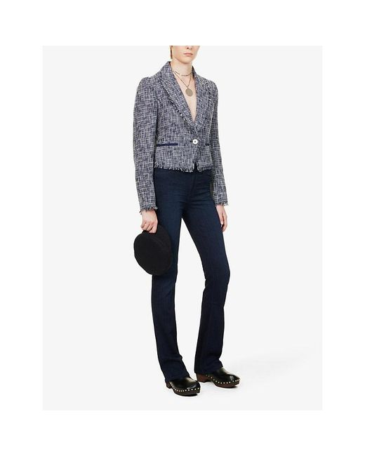 Manhayyan High Rise PAIGE Manhattan Boot Slim-Fit High-Rise Stretch-Denim Jeans in Blue ...