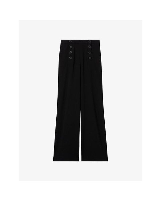 Claudie Pierlot Black Sailor High-Rise Woven Trousers