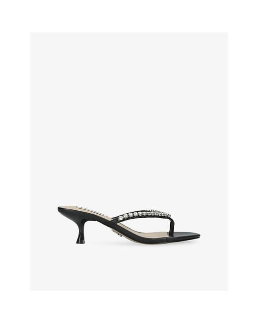 Steve Madden White Slater Heeled Faux-Leather Sandals