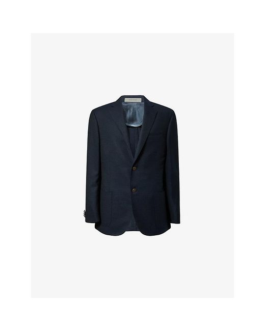Corneliani Blue Notched-Lapel Single-Breasted Wool Blazer for men