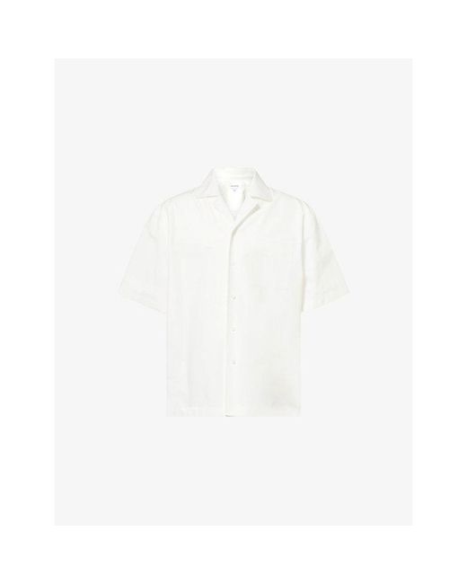 Bottega Veneta White Compact Pyjama Short-Sleeve Cotton Shirt for men