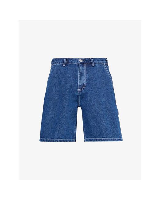 Obey Blue Bigwig Brand-appliqué Denim Shorts for men