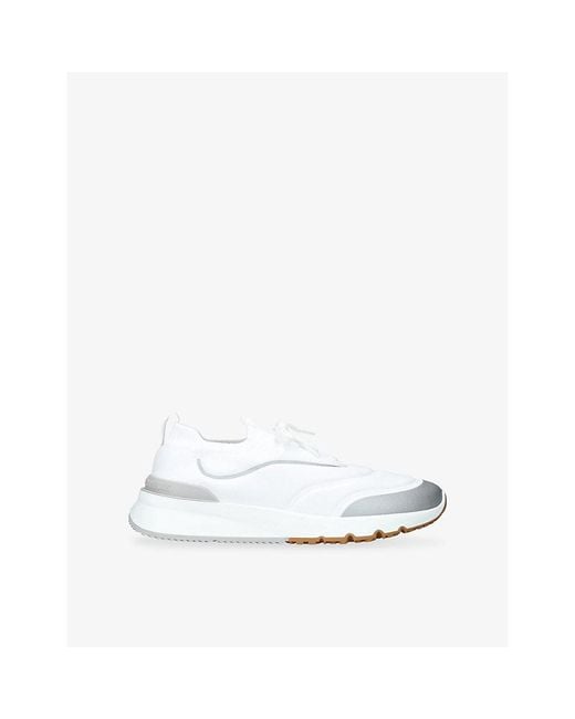 Brunello Cucinelli White Sportiv Knitted Trainers for men