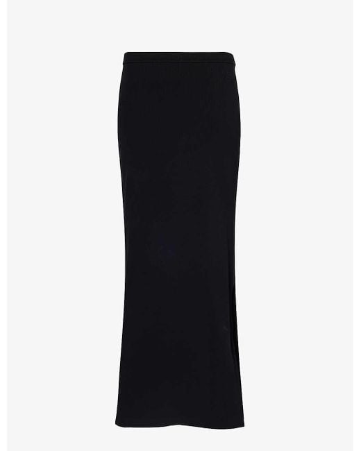 Alexander Wang Black Logo-embossed Slim-fit Stretch-cotton Maxi Skirt