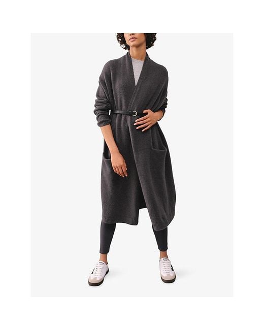 The White Company Black Longline Relaxed-Fit Cotton-Blend Cardigan