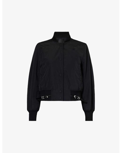 Givenchy Black Buckle-embellished Padded Woven-blend Bomber Jacket