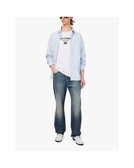 Dolce & Gabbana White Milano Brand-print Cotton-jersey T-shirt for men