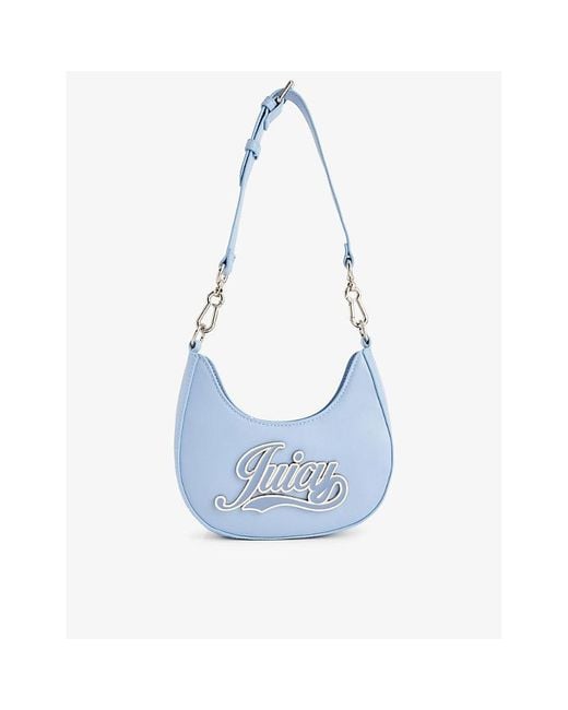 Juicy Couture Blue Branded-plaque Detachable-strap Faux-leather Shoulder Bag