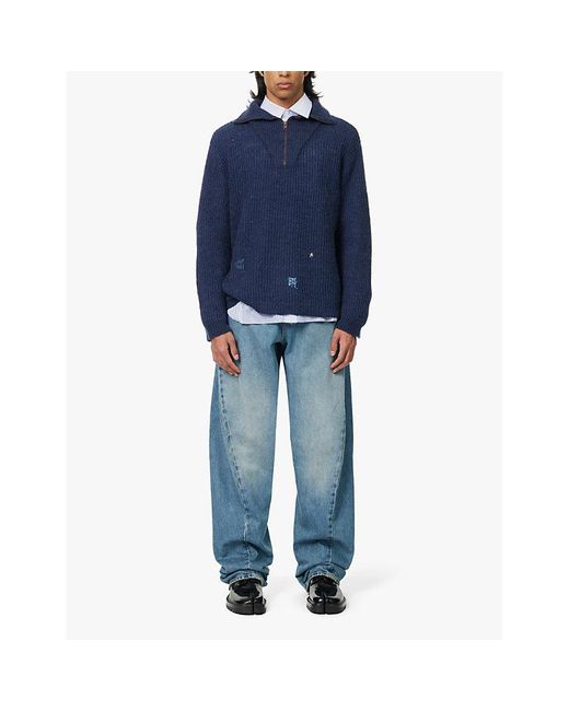 Maison Margiela Blue Five-Pocket Twisted-Construction Relaxed-Fit Denim Jeans for men