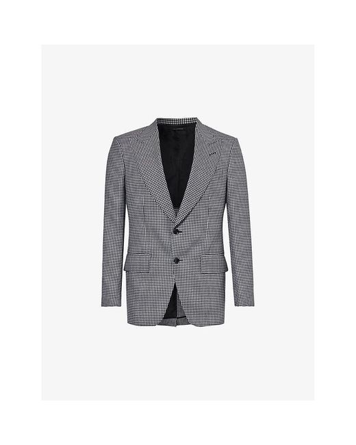 Tom Ford Gray Atticus Houndstooth-patterned Wool, Mohair And Silk-blend Blazer for men