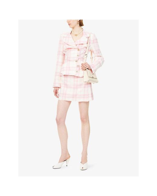 Vivienne Westwood Pink Drunken Tailor Check-Print Wool Jacket
