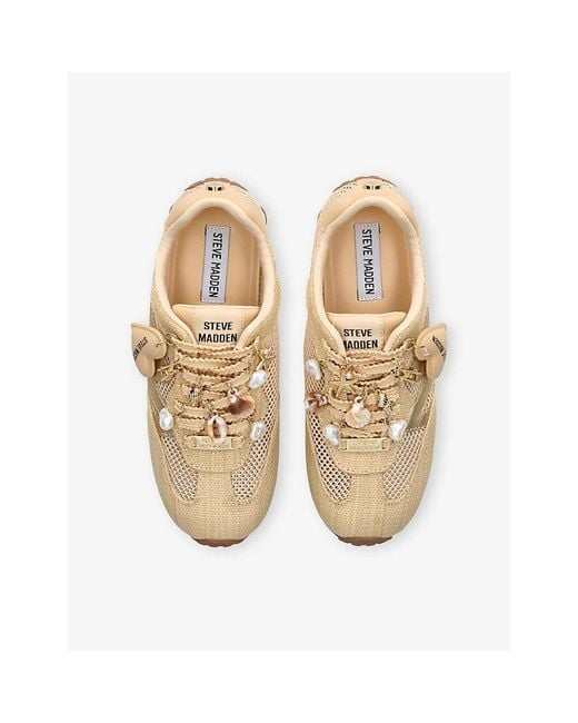 Steve Madden Natural Coheart Raffia Trainers