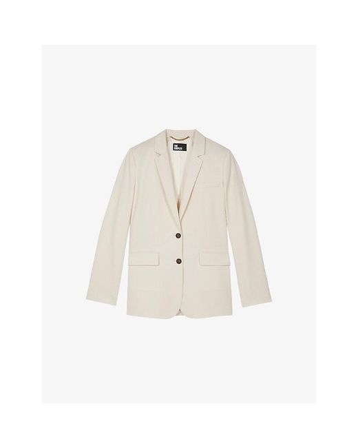The Kooples Natural Notch-Lapel Regular-Fit Lyocell, Linen And Cotton Blazer