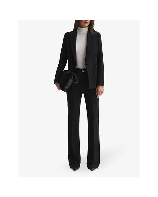 Reiss Black Gabi Single-Breasted Stretch-Woven Blazer