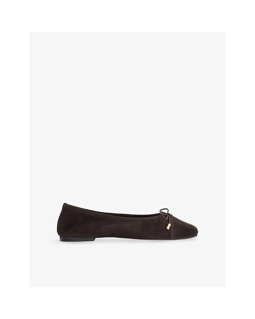 Dune Black Haliah Suede Ballerina Shoes