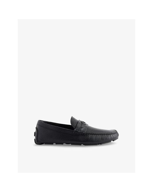 Gucci Black Gg Leather Driver Loafers for men