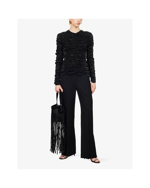 Khaite Black Grenare Straight-Leg Virgin-Wool Trousers
