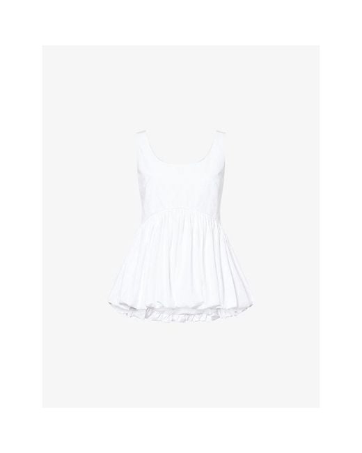 RÓHE Frames White Peplum Balloon Cotton Top