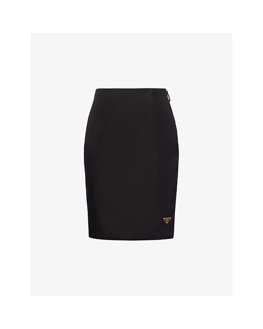 Prada Black Re-nylon Brand-plaque High-rise Recycled-nylon Mini Skirt