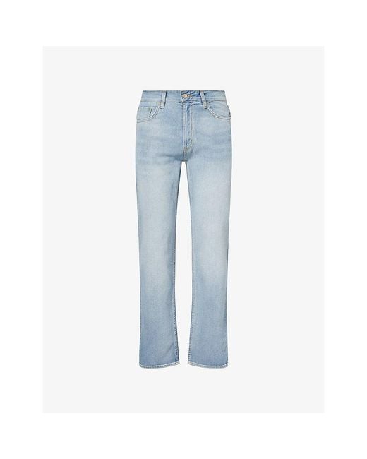 Emporio Armani Blue J76 Straight-Leg Stretch-Denim Jeans for men