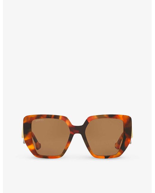 Gucci Brown Gc001595 gg0956s Rectangle-frame Acetate Sunglasses