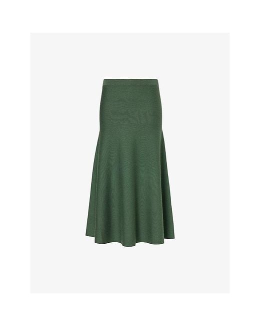 Gabriela Hearst Green Freddie A-Line Wool-Blend Midi Skirt