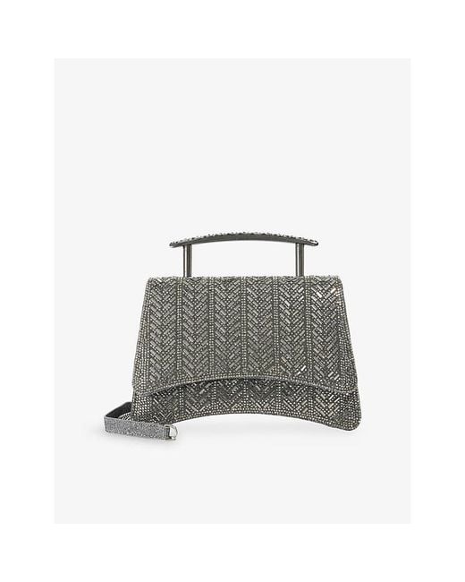 Dune Gray Bedazzle Crystal-Embellished Top-Handle Bag