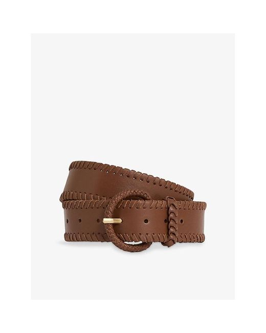 Reiss Brown Gia Whipstitch Leather Belt