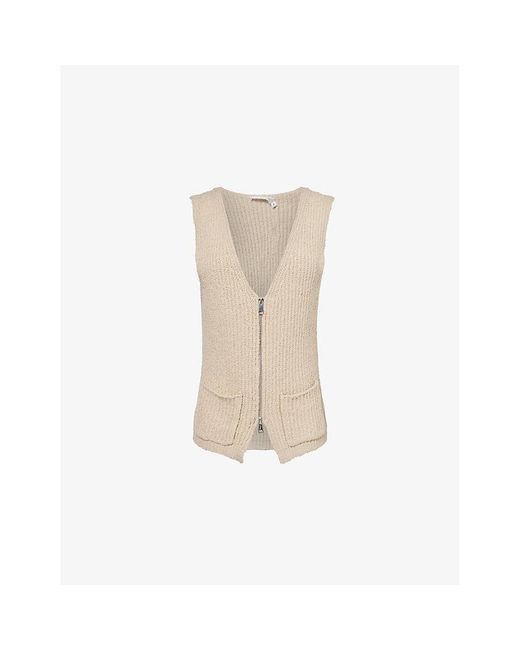 AYA MUSE Natural Cae Zip-Up Knitted Vest