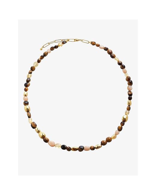 Monica Vinader Metallic Rio 18ct -plated Vermeil Sterling-silver, Peach Moonstone, Citrine And Tigers-eye Beaded Necklace