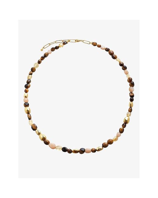 Monica Vinader Natural Rio 18Ct-Plated Vermeil Sterling- Peach Moonstone, Citrine And Tigers-Eye Beaded Necklace