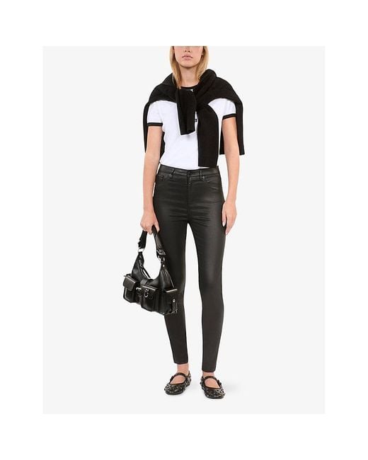 The Kooples Black Skinny-Leg High-Rise Faux-Leather Trousers