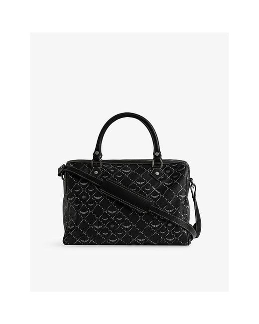 Zadig & Voltaire Black Sunny Vibe Medium Monogram Faux-Leather Shoulder Bag