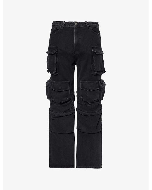 Jaded London Blue Voltage Slip-pocket Mid-rise Wide-leg Cotton-blend Trousers for men