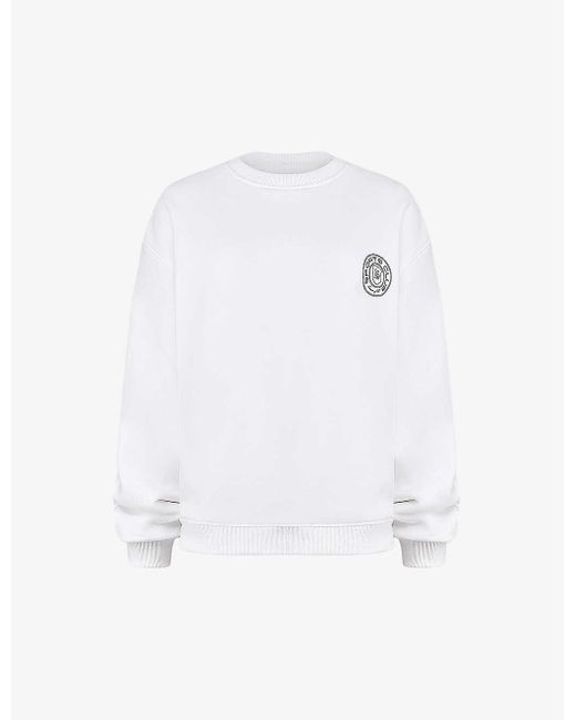 House Of Cb White Haze Logo-print Cotton Sweatshirt