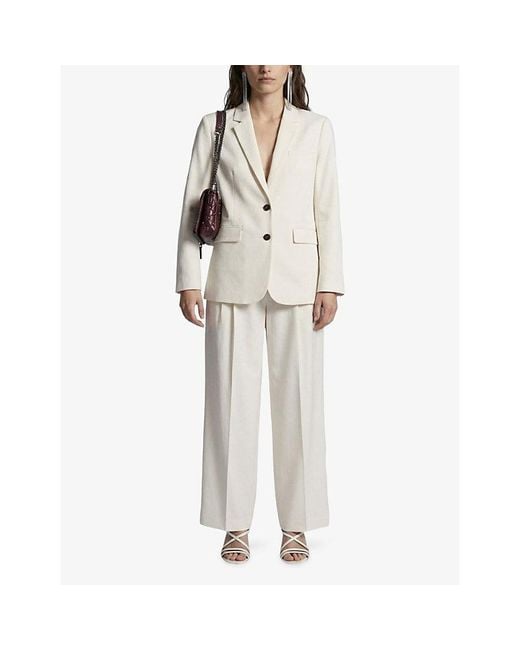 The Kooples Natural Notch-Lapel Regular-Fit Lyocell, Linen And Cotton Blazer