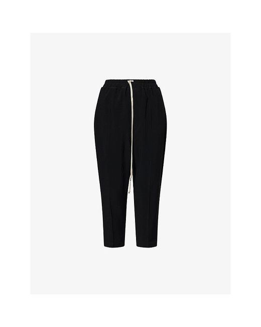 Rick Owens Black Astaires Cropped Cady-Crepe Trousers