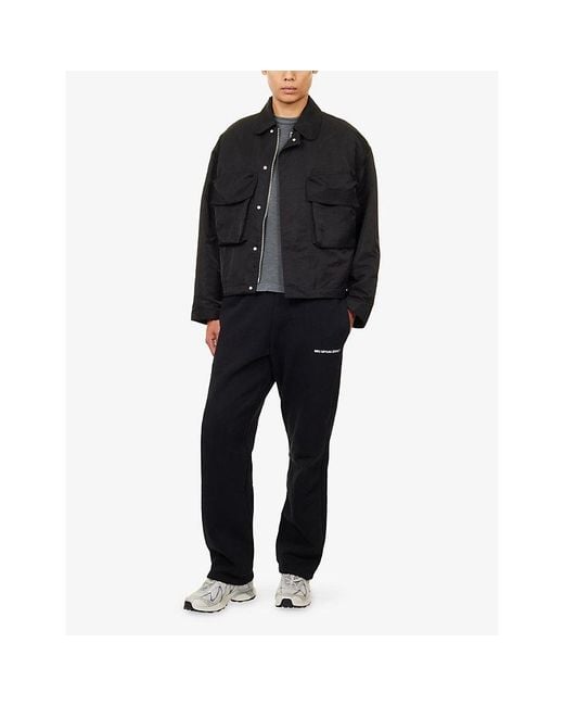 MKI Miyuki-Zoku Black Logo-Print Wide-Leg Cotton Jogging Bottoms for men