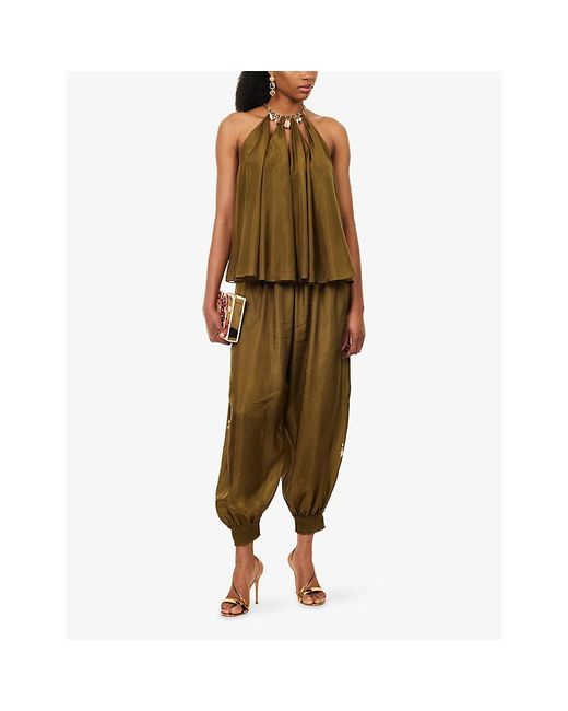 Zimmermann Green Mahon Silk Harem Trousers